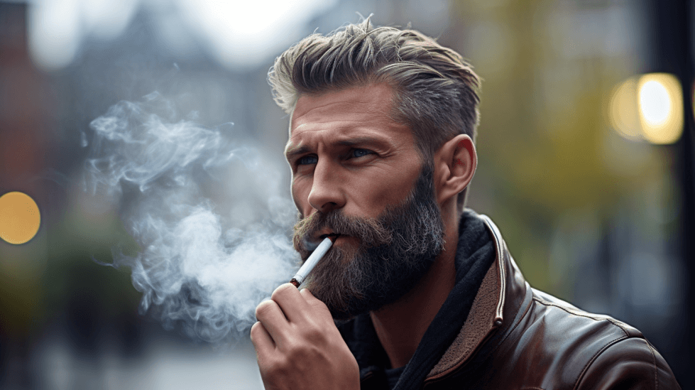 A man smoking a cigarette