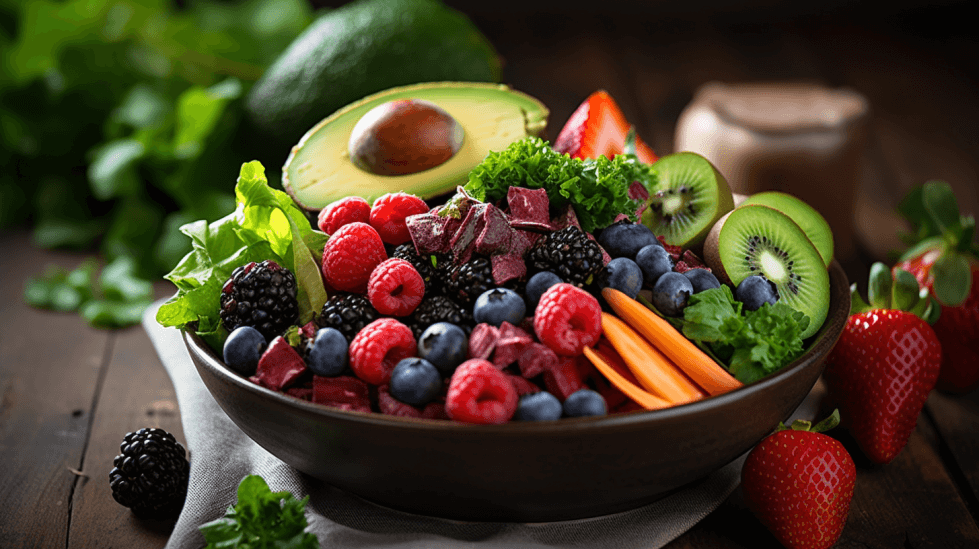 Bowl full of fruits and vegetables