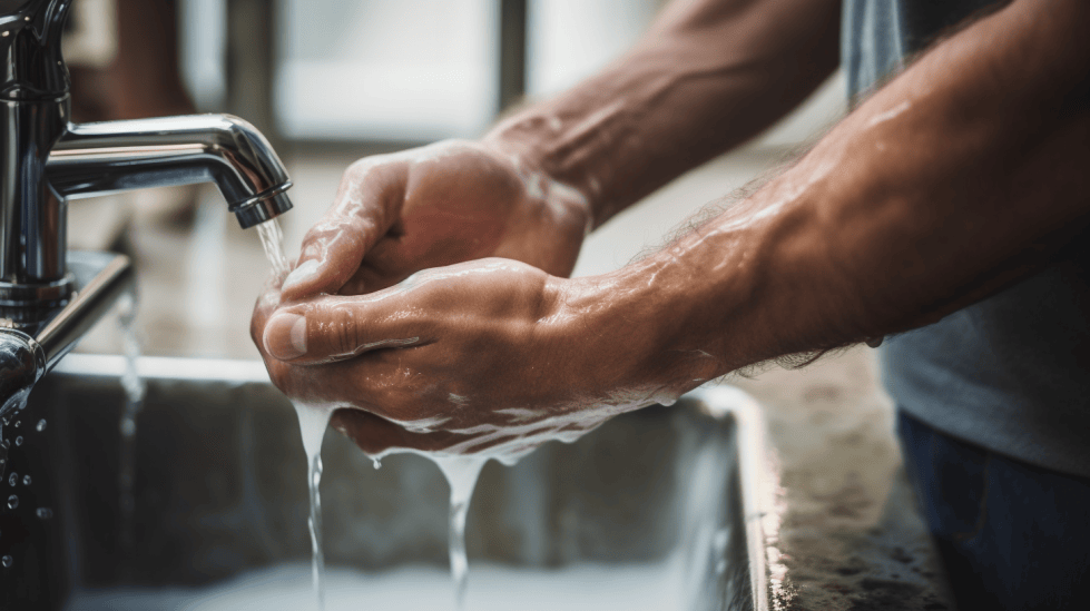 Man washing hands