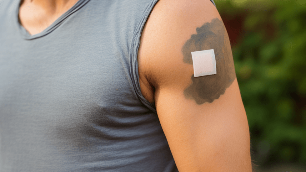 Man wearing a nicotine patch