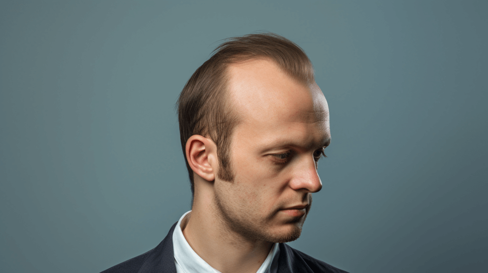 Man with a receding hairline